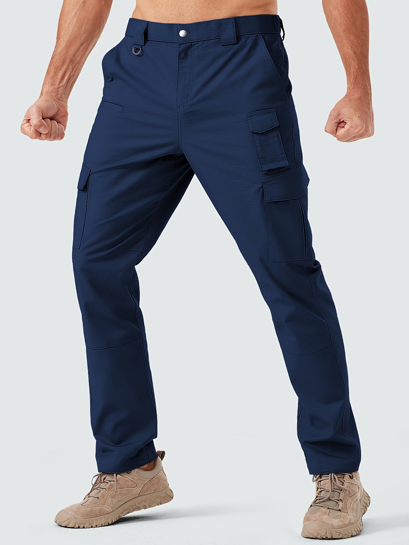 31' Men's Work Pants Cargo Pants Loose Casual Multi Pockets Outdoor Pants Color Block Straight Leg Cargo Pants with 8 Pockets