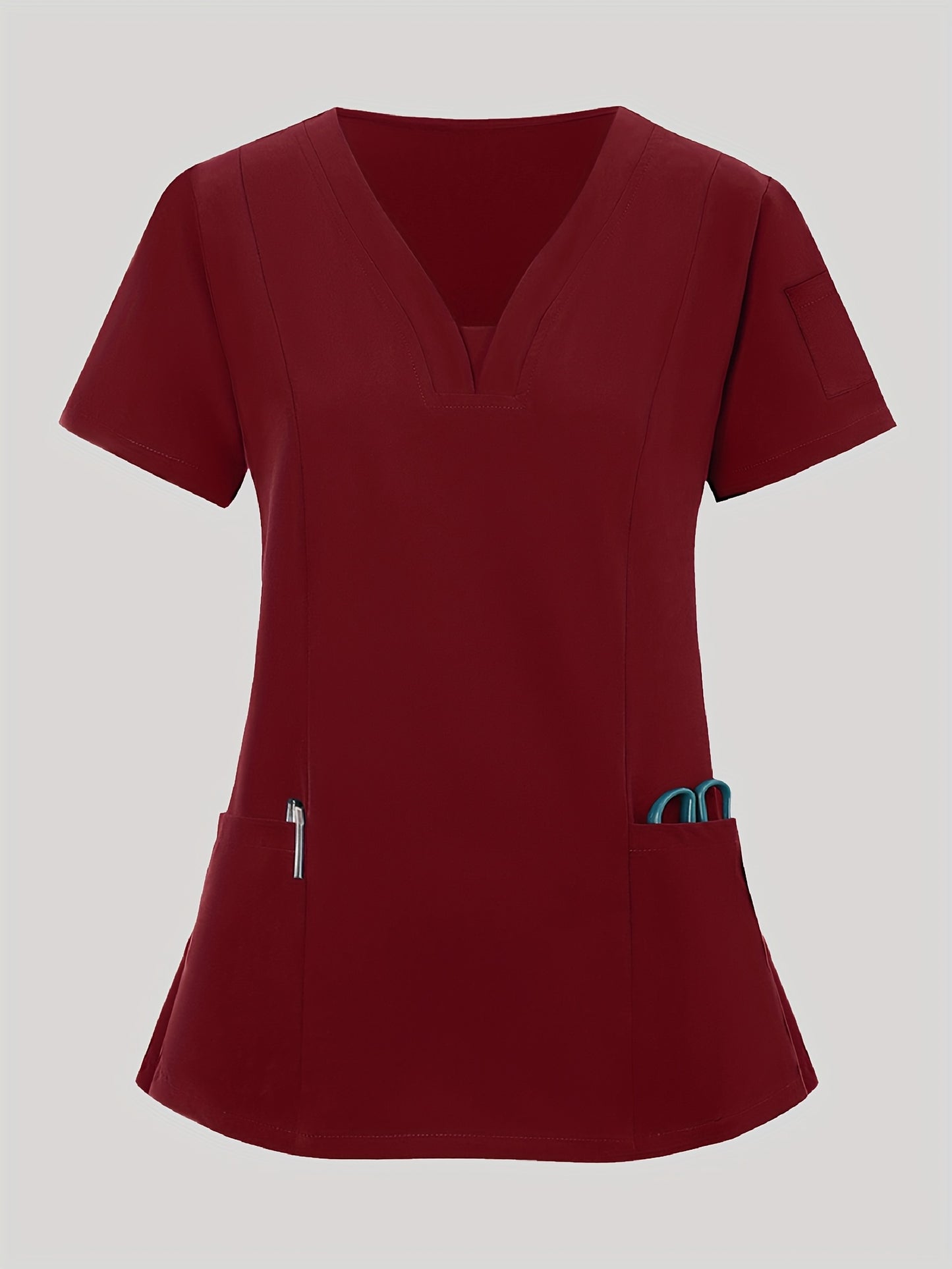 Women'S V-Neck Frosted Breathable Uniform Pocket Handwash Workwear Brush Handwear Top