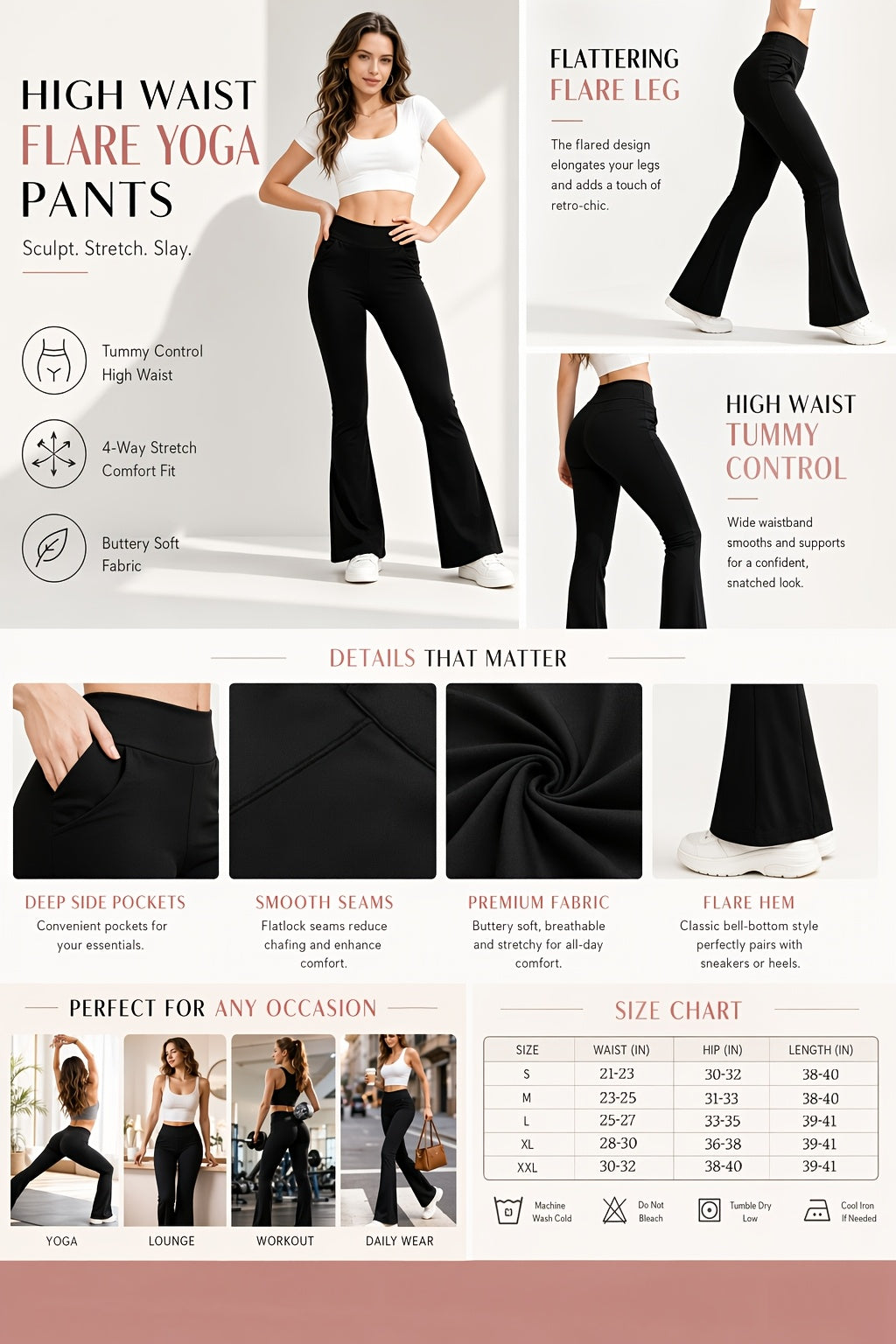 Four-piece Set Of Women'S Fashionable Spring Front-slit Bell-bottom Pants, High-waisted Casual Home Pants For Summer, Flattering The Figure, Women'S Christmas Outfit