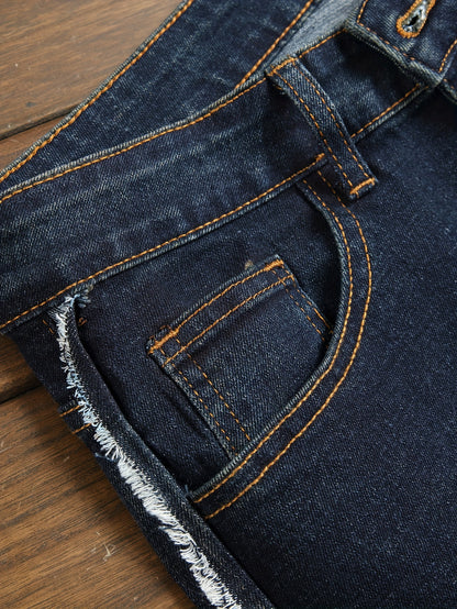 New Type Of Patch Holes Flow Fashion Fried Dyeing Elastic Men Casual Jeans