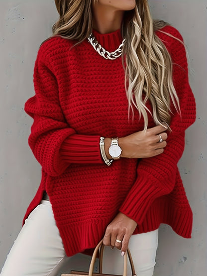 Women's Purple Polyester Oversized Long-Sleeve Sweater - product view 20