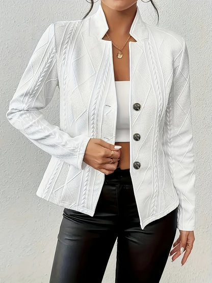 Thin And Breathable Blazer Jacket, 2026 Casual Fashion Blazers For Women, Long Sleeve Button-up Stand Collar Textured Business Casual Suit Jacket, Jackets For Women, Womens Jackets