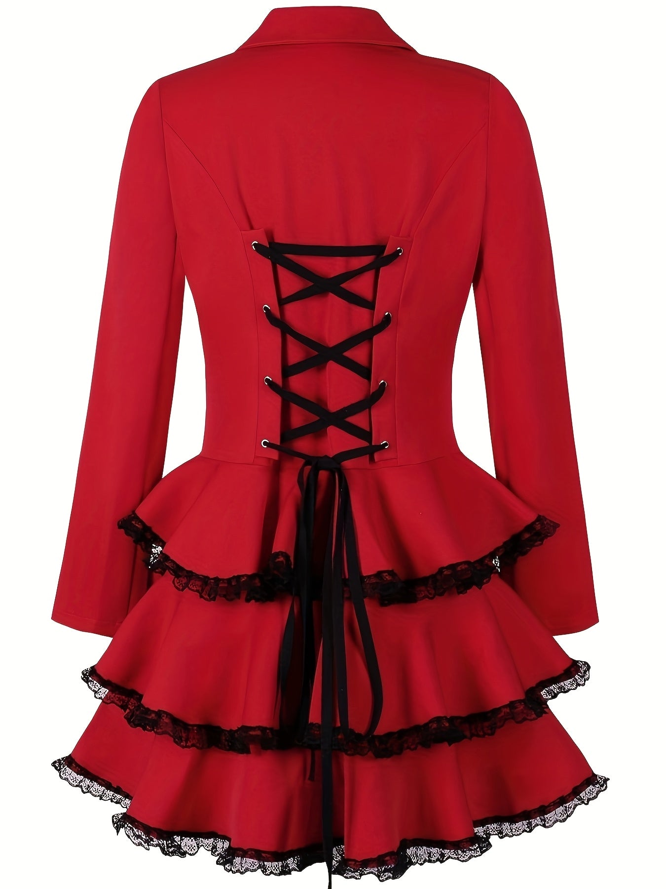 Women's Black Lace Ruffle Dress - product view 20
