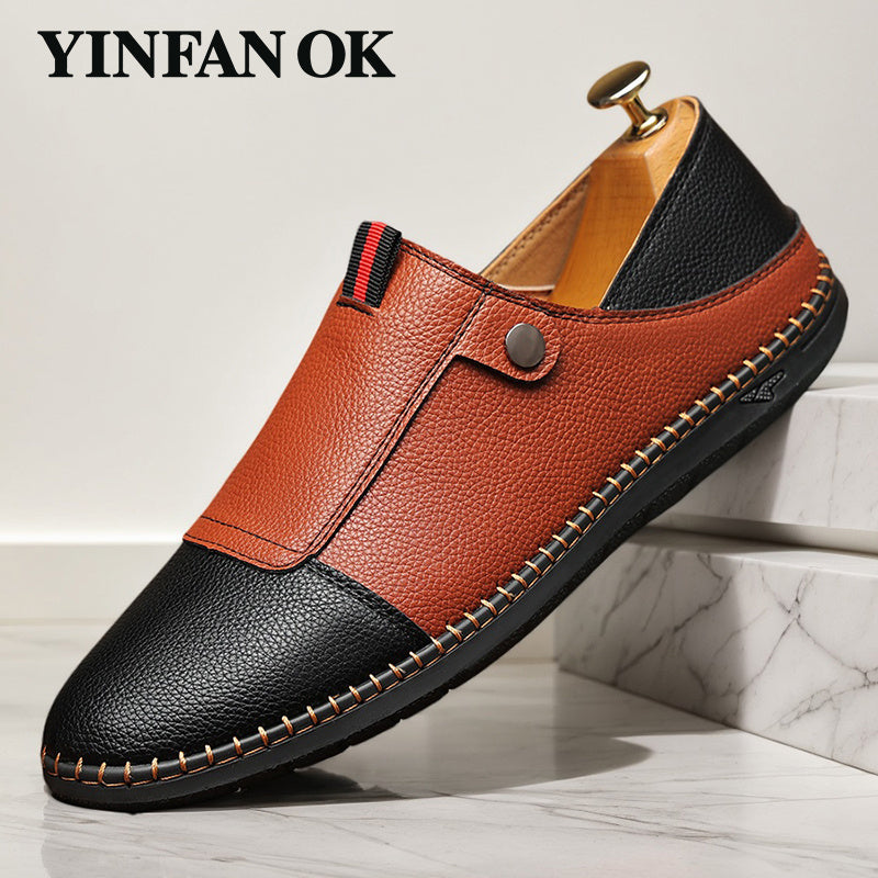 Men's Dark Brown Faux Leather Shoes - product view 3