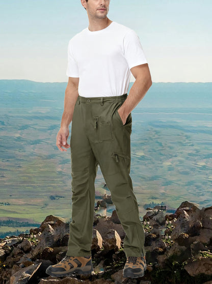 Men'S Cargo Pants /Spandex Scratch-Resistant Outdoor Training Trousers Lightweight with 9 Utility Pockets, Work Pants for Men Zippered Hem Design, Elastic Waistband for Daily Commuting, Office, And Outdoor Activities (Belt Not Included)
