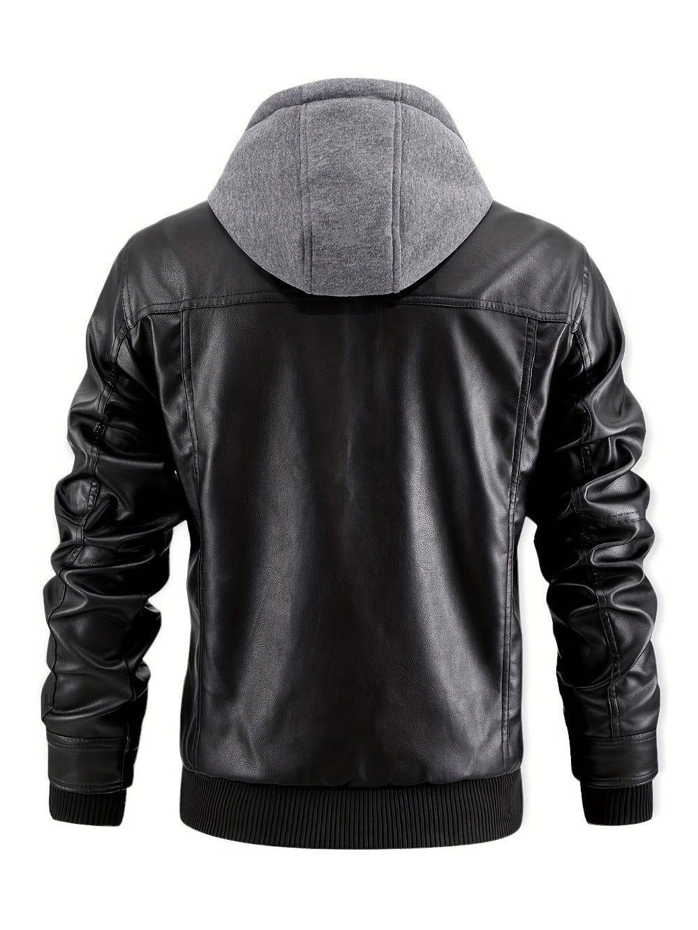 Men's Versatile Faux Leather Zip-Up Jacket