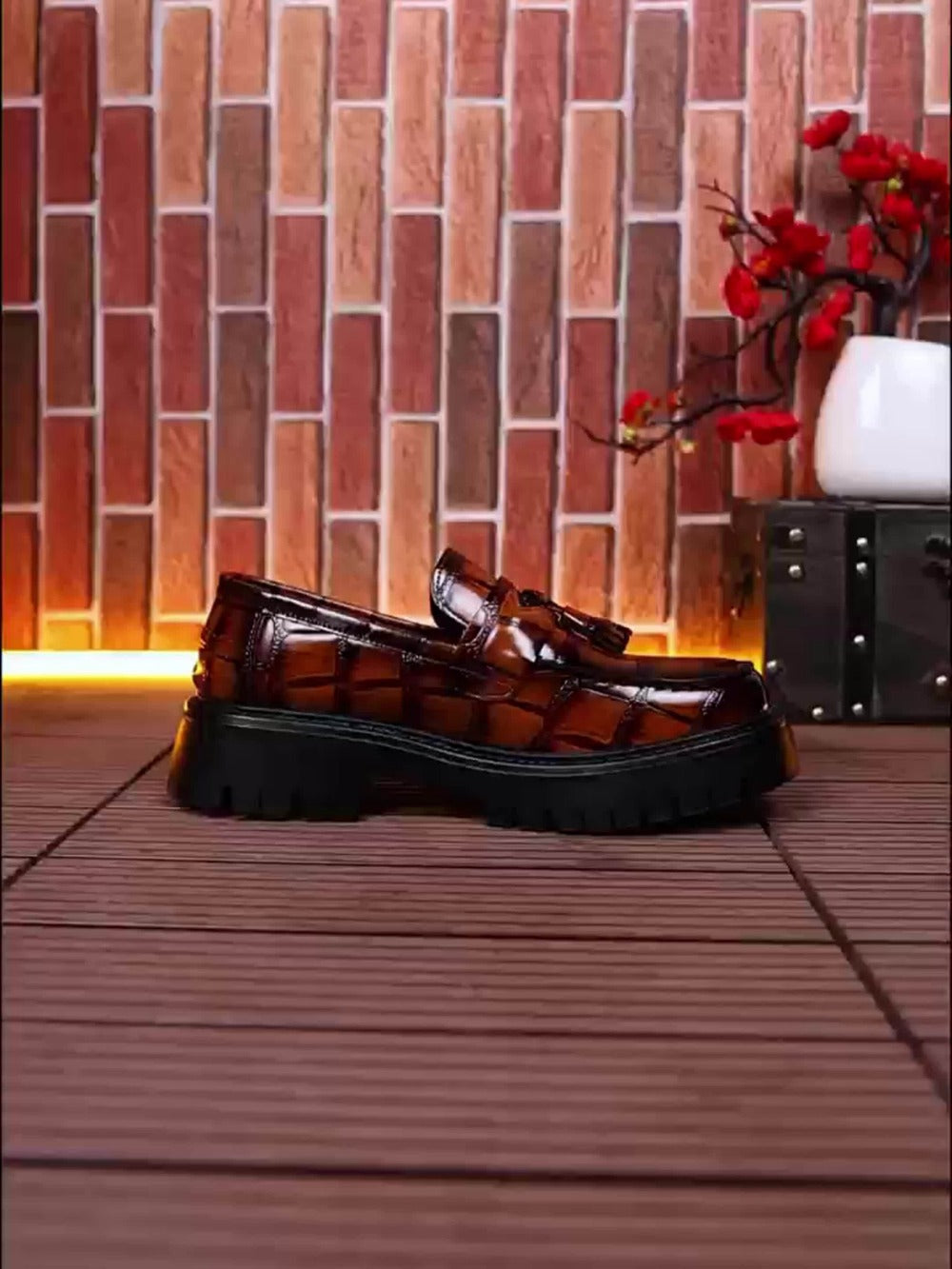 Men's Loafers & Slip-Ons - Platform Sole & Tassel Detail 268965