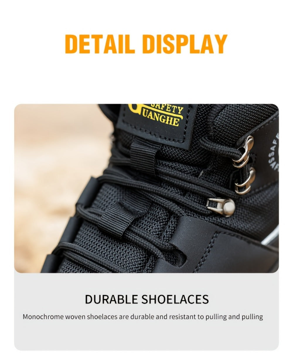 Men's Steel-Toe Work-Style Boots - Rubber Traction Sole and Cushioned Insole