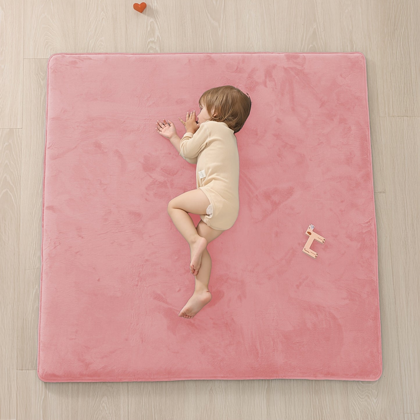 Thickened Japanese Tatami Mat, Comfortable Coral Velvet Baby Playmat for Floor, 1.2"(2.8Cm) Thick Foam Crawling Rug for Kids, Nursery, 50"X50" Playpen Mat, Yoga Mat for Living Room, Easy Care with Non-Slip Cushioned