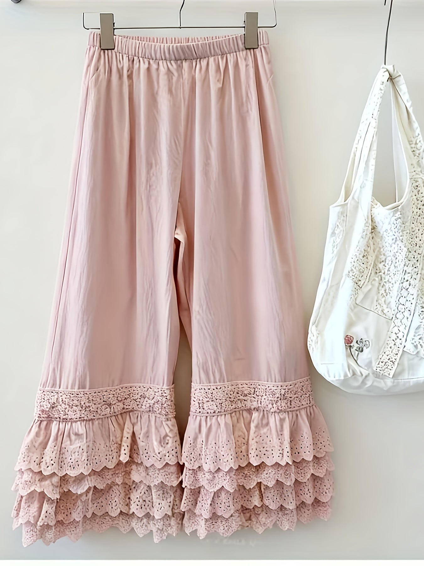 1pc Pants - Women's Large Size Spring And Summer New Sweet Four Layers Of Lace Stacking Bottoms Liner Pants Wide-legged Dress Pants, Super Suitable for Wearing As The Bottom Of The Skirt, Soft And Comfortable Pajama Pants