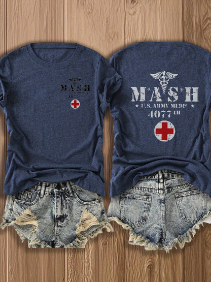 MASH U.S. Army Mobile Hospital Vintage Graphic Tee for Enthusiasts -  Style Double-Sided Print -blend T-shirt with Double-sided Print