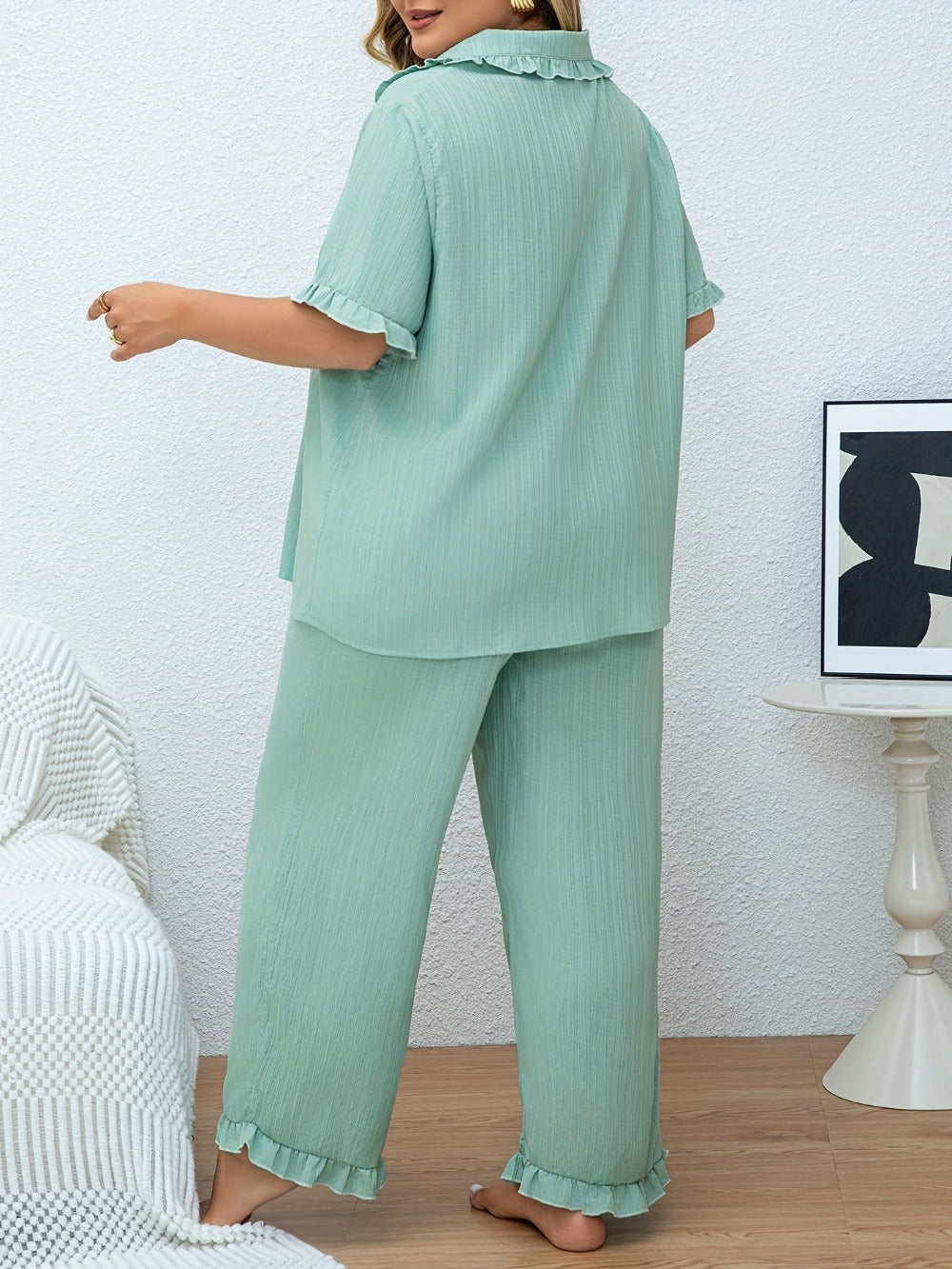 Women's Two-Piece Pants Set - Solid Color Casual Look 8997