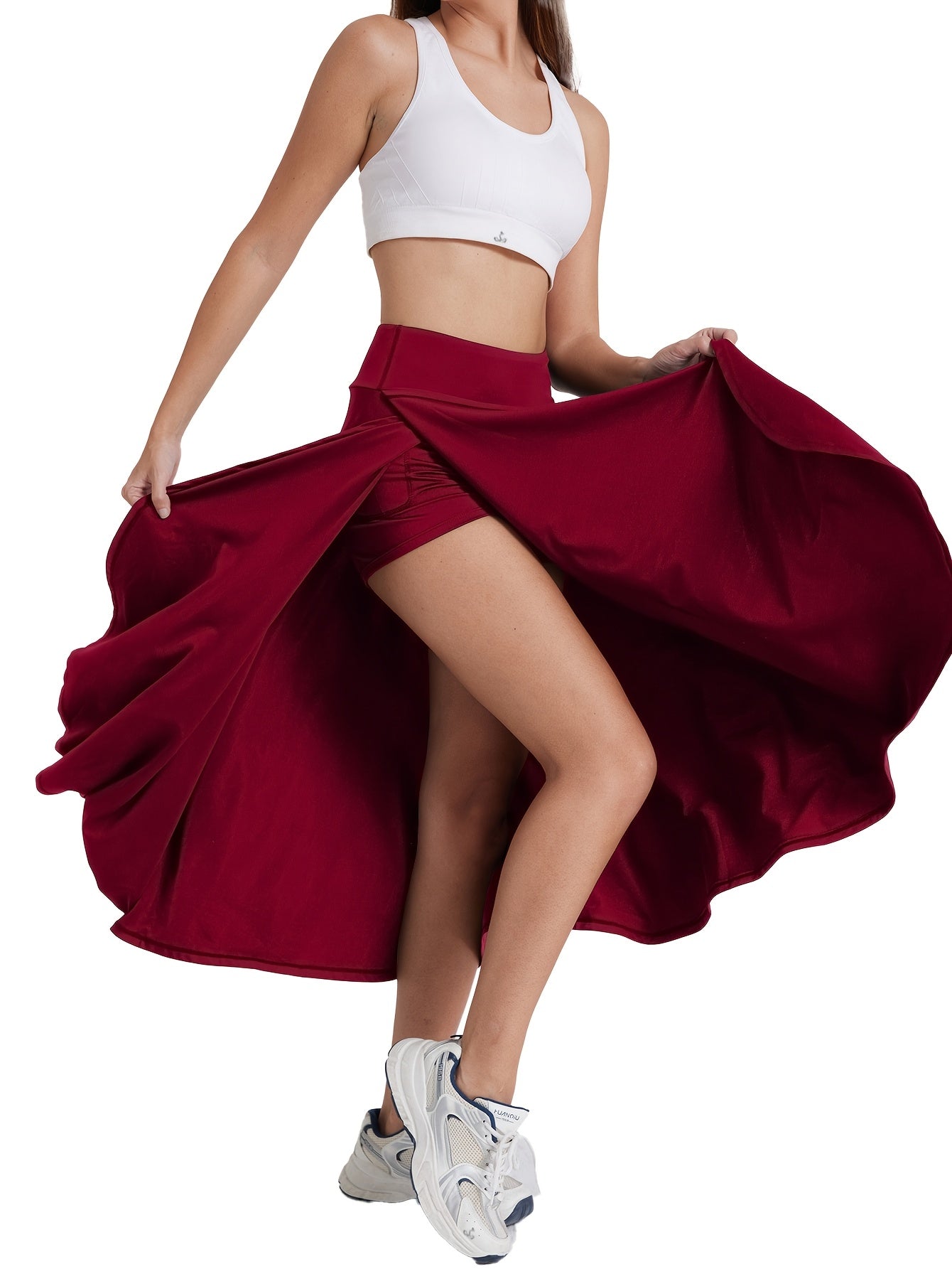 Women's Burgundy Polyester High-Waist Shorts - product view 16