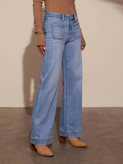 2025 Spring New High Waist Straight And Thin Wide Legs Temperament Denim Trousers