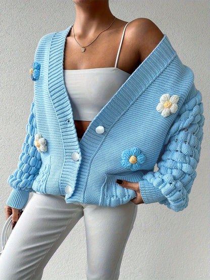 Women's Relaxed Denim Floral Cardigan