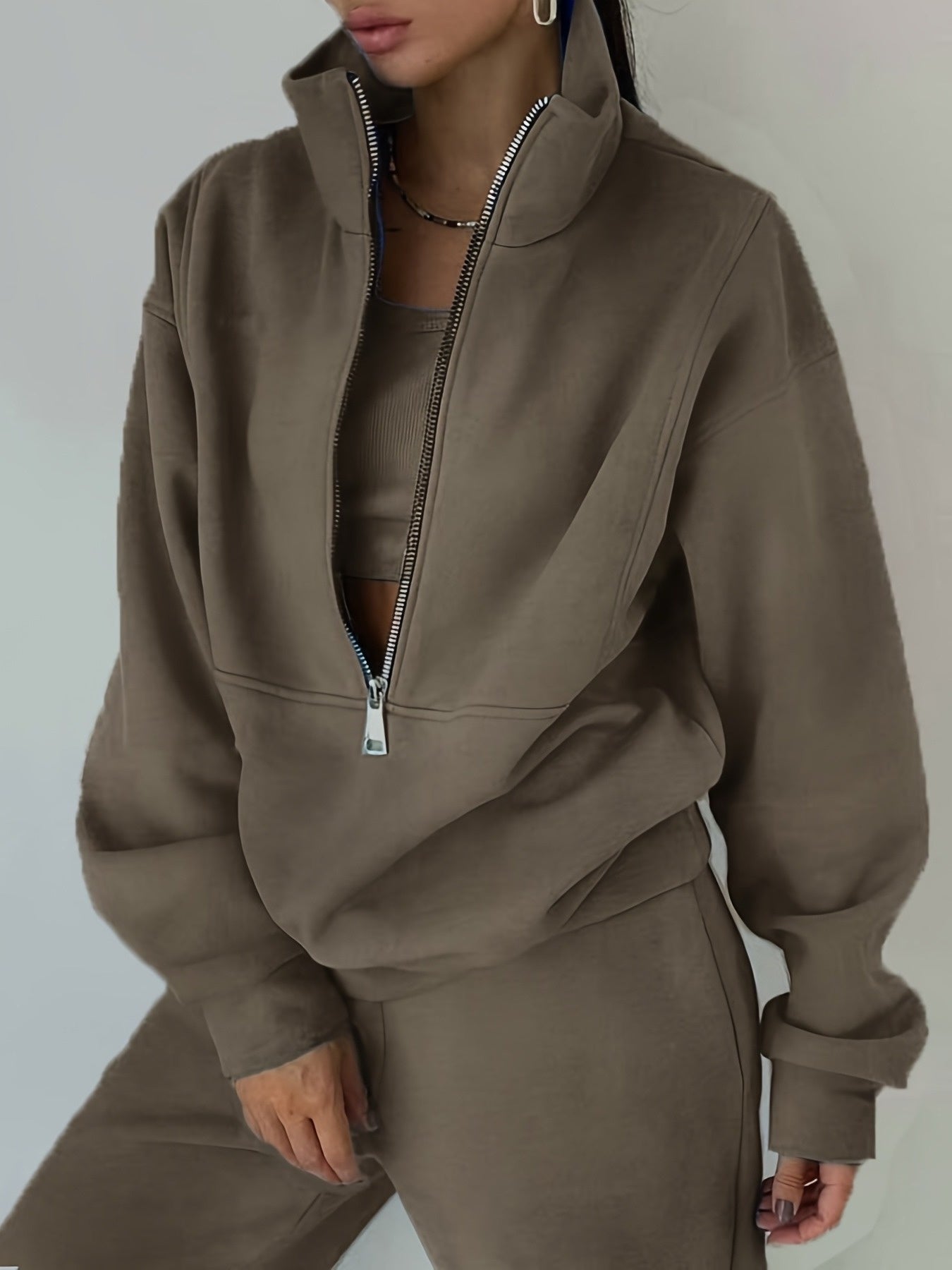 Women'S Two-Piece Set, Fleece Sweatshirt, Sporty Street Casual Fashion Set for Women