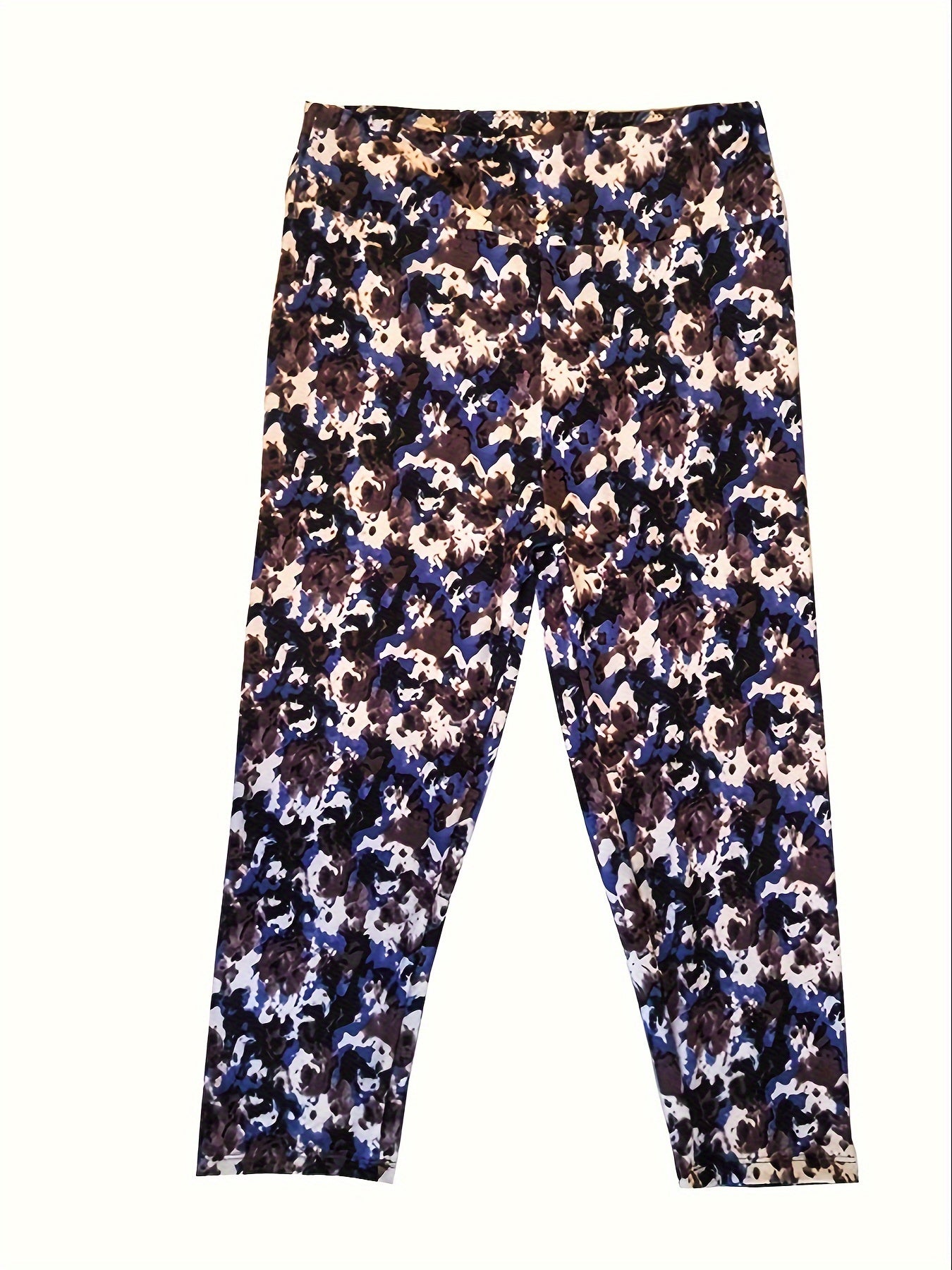 Women's High-Waisted Capri Leggings - Smooth Polyester Blend with Spandex, High Stretch, Three Quarter Length | Perfect for Yoga, Sports, Workout | Super Soft, Elastic Waistband, No Sheer