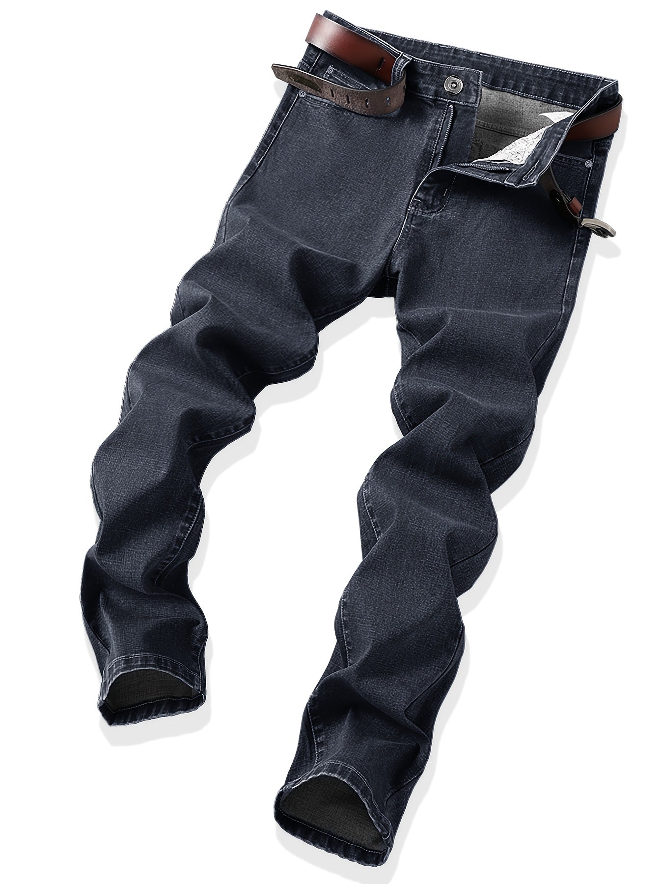 3-pack Trendy Men'S Retro Solid Color Jeans, Slim Fit Stretch Jeans, High Street Casual Style, Suitable For All Seasons