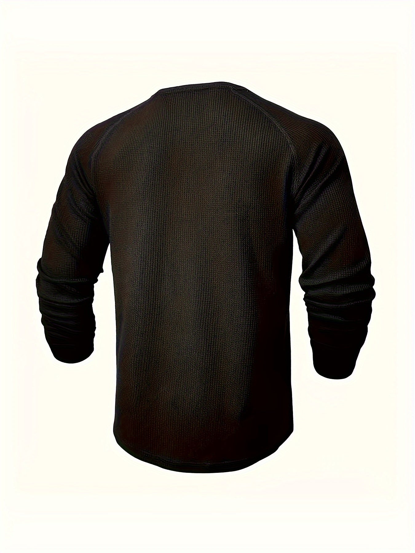 5pcs Men'S Loose Solid Color Henry Shirt, Round Neck Half Button Long Sleeve Shirt, Suitable for Spring And Autumn Outdoor Activities ZLT8051