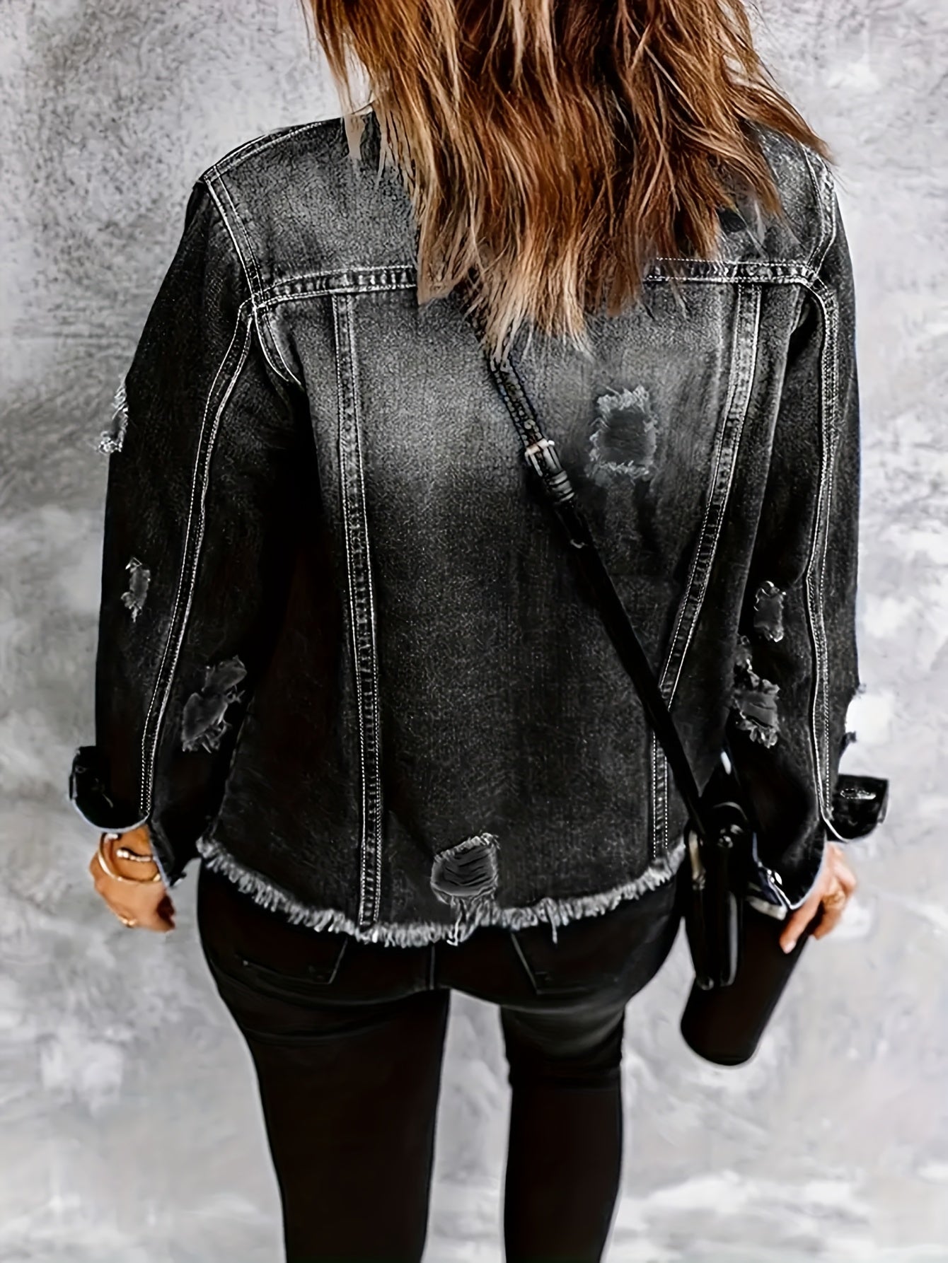 Women's Vintage Americana Jeans Jacket - Non-Stretch Button-Front Coat, Machine Washable Long Sleeve Outerwear for Women, Casual Everyday & Formal Outfits (Black), Summer Wardrobe, Retro Design, Quality Stitching, Trendy Outfit