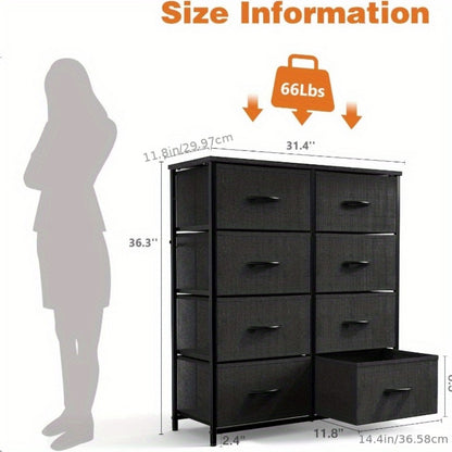 8-Drawer Fabric Storage Chest - Steel Frame and Oak-Look Finish