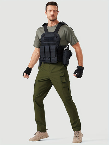 31' Men's Work Pants Cargo Pants Loose Casual Multi Pockets Outdoor Pants Color Block Straight Leg Cargo Pants with 8 Pockets