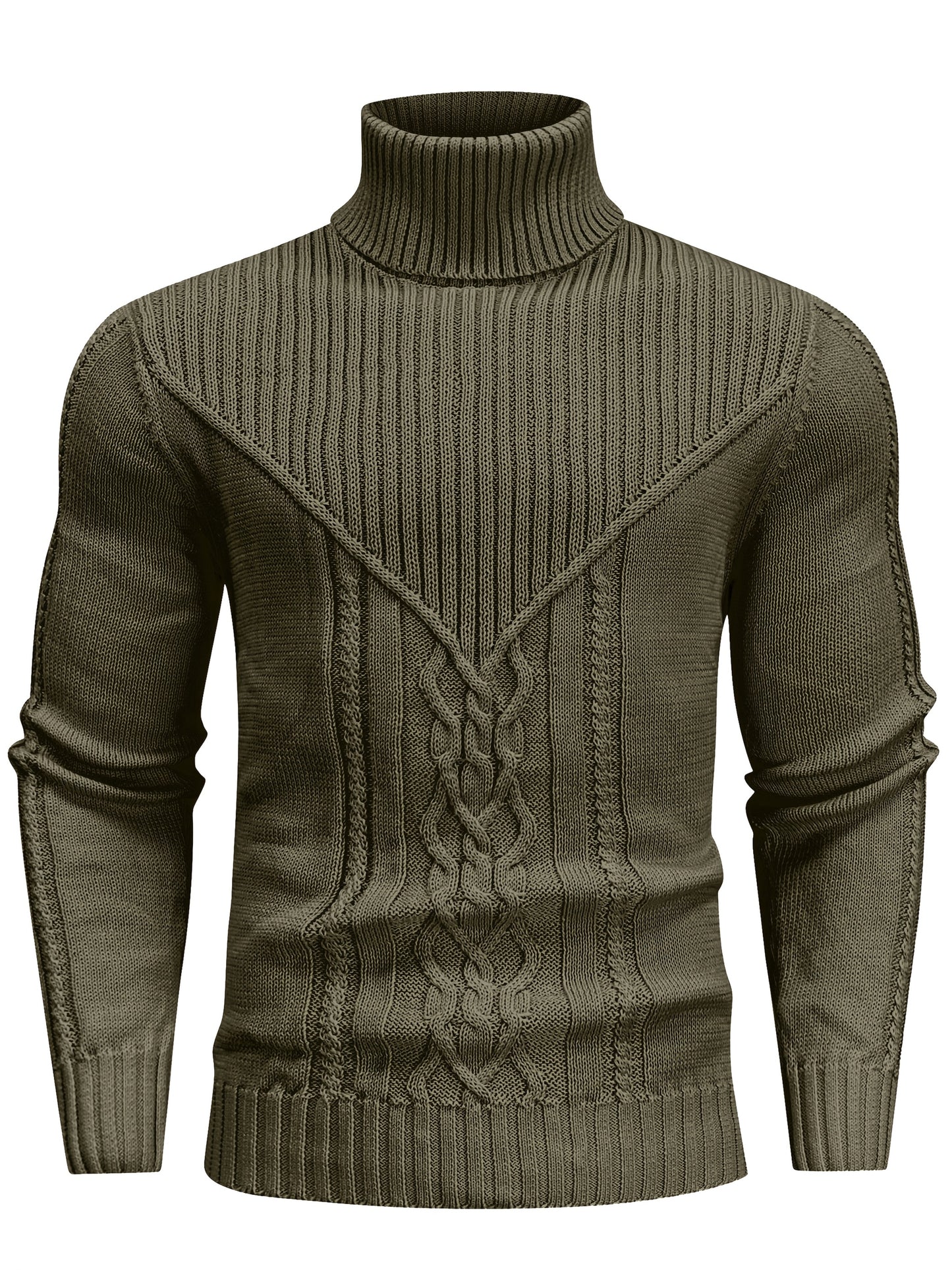 Men's Mature Casual Vintage Twisted Turtleneck Knit Pullover