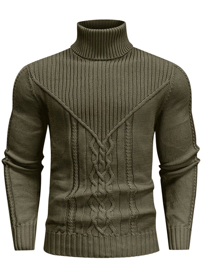 Men's Mature Casual Vintage Twisted Turtleneck Knit Pullover