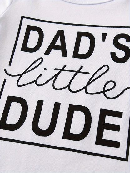 KuKitty Baby Boy Clothes Set Newborn Long Sleeve "Dad's Little DUDE" Print Tops Pants Hat Infant Boys 3Pcs Outfit Sets