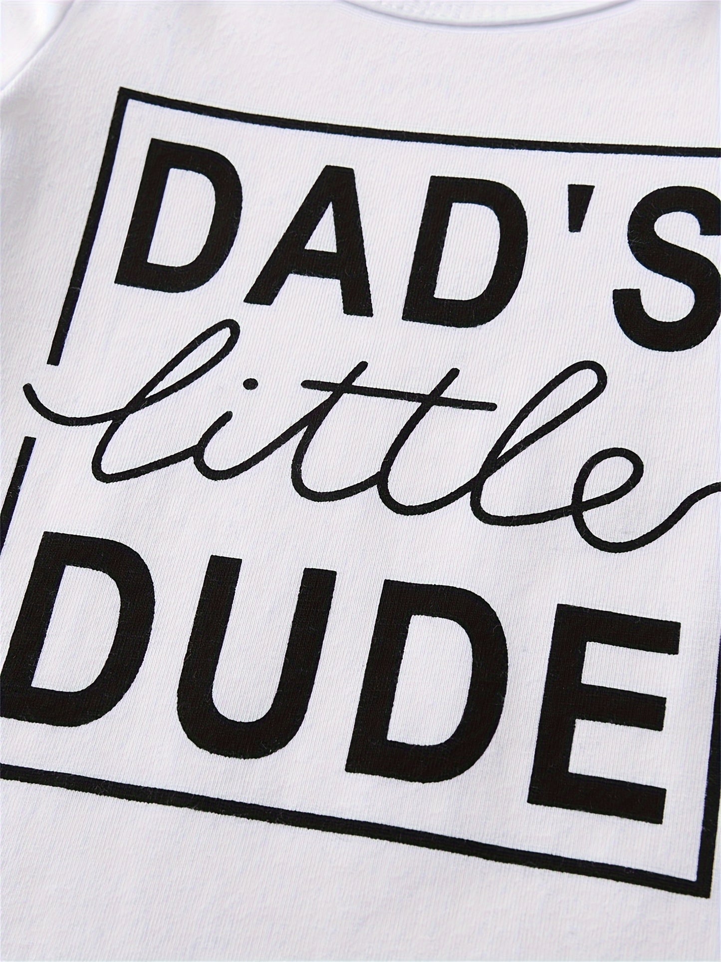 KuKitty Baby Boy Clothes Set Newborn Long Sleeve "Dad's Little DUDE" Print Tops Pants Hat Infant Boys 3Pcs Outfit Sets