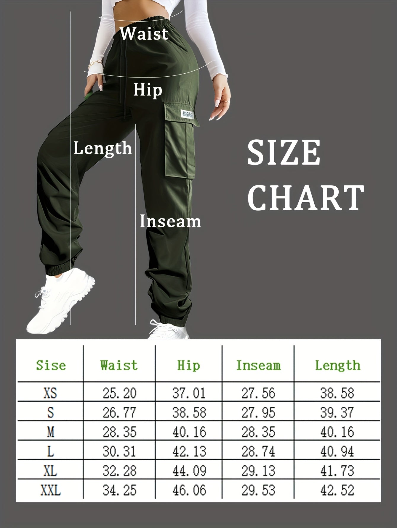 Women'S Zippered Pocket Cargo Pants, Stylish Large Pocket Design, Drawstring Elastic Waistband, Casual Outdoor/everyday Wear Trousers
