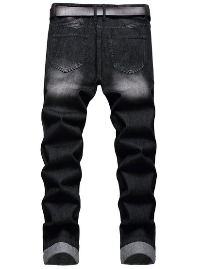Men's Slim Fit Jeans - Black Denim Distressed Everyday 424101