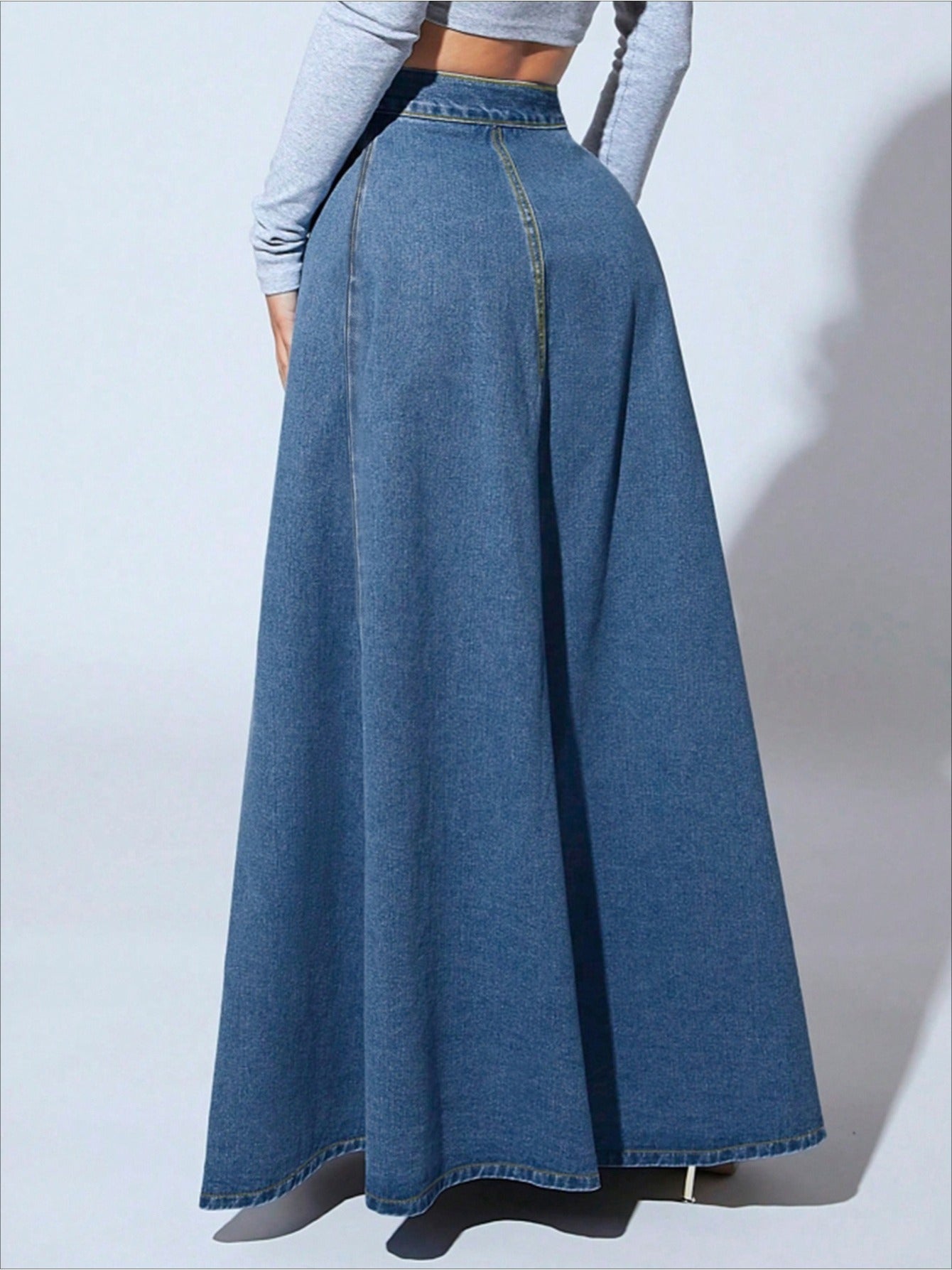 Women's Dark Blue Denim Skirt - product view 7