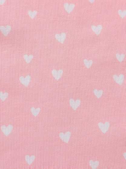 Girls' Clothing | School Season Gifts | Baby Girl Clothing | Baby Girl T-shirt | Baby Girl Spring/summer Casual Cute Flower Heart Print Long-sleeved Round-neck T-shirt (5pcs Set) | School Season | Valentine's Day