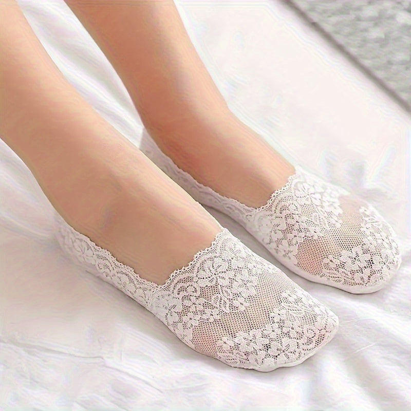 5 10 Pairs Women's Lace Thin Short Invisible Socks Breathable Hollow Out Design - product view 3