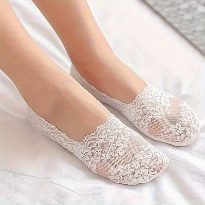 5 10 Pairs Women's Lace Thin Short Invisible Socks Breathable Hollow Out Design - product view 3
