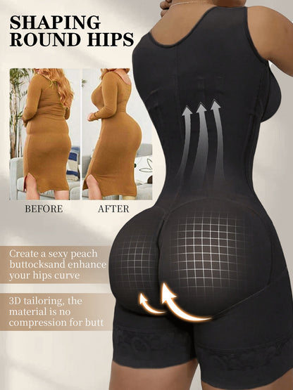 Women's Shapewear Front Button Abdominal Zipper Post Surgical Abdominal Control Full Body Shaping Legs Crotch Zipper Hip Lifter