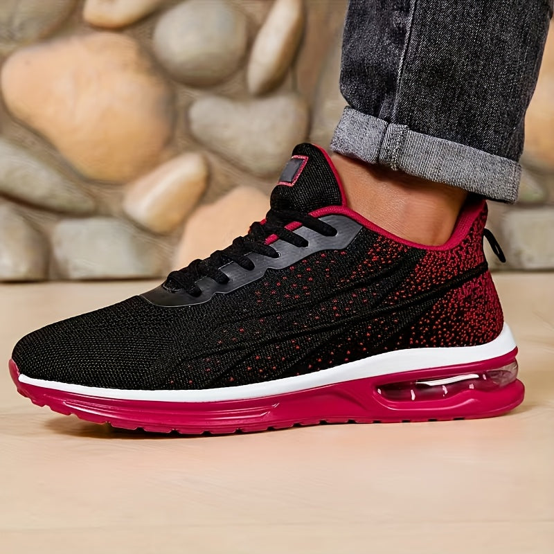 Men'S Breathable Air Cushion Running Shoes - Stylish Black Athletic Sneakers with Shock Absorption, Non-Slip Sole, And Durable Design for All-Day Comfort, Perfect for Outdoor Training, Fitness, And Long-Distance Running