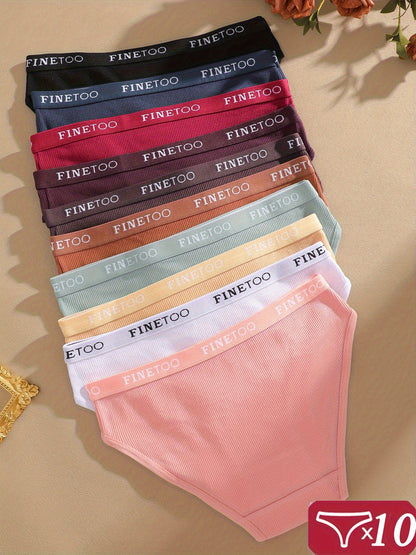 [Breathable Soft Underwear] 10pcs Panties Low Waist Panties for Women Breathable Briefs Cute Soft Underwear
