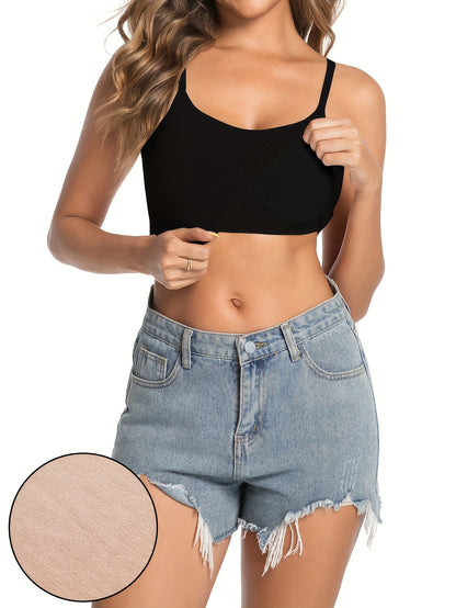 5-Piece Women's Built-in Bra Padded Camisole Tank Tops - Seamless Longline Tops, Soft Stretch Fabric, Solid Colors Pink/White/Gray/Black/Beige, Suitable for Layering and Daily Wear, Versatile Strapless Vest, Smooth Texture Basic Style