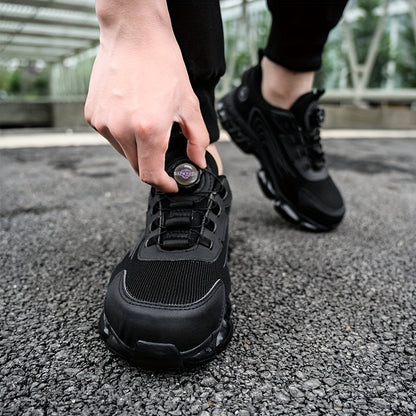 Men & Women Breathable Steel Toe Safety Shoes, Designed with Anti-Collision Anti-Puncture Non-Slip Sole, Lightweight Fabric Upper All-Season Work Footwear for Warehouse Factory Construction Site Outdoor Activities.Protective Footwear/Security Shoes.