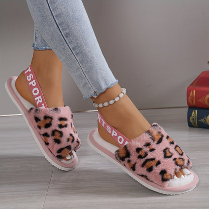 Comfortable Women'S Plush Slippers with a Cozy Leopard Pattern - Warm And Breathable Indoor Footwear Featuring an EVA Sole And Pink Accents - Ideal for Home Or Dorm Use, Providing All-Season Comfort., Women Shoes