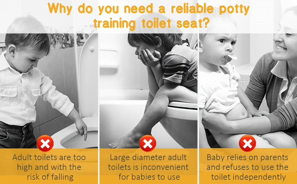 Potty Training Seat, Toddler Toilet Seat with Steps, 2-In-1 Toddler Potty Training Toilet with Splash Guard, Anti-Slip Step Stool Soft Mat, High Potty Seats for Toddlers Boys Girls, Cleaning Brush Included