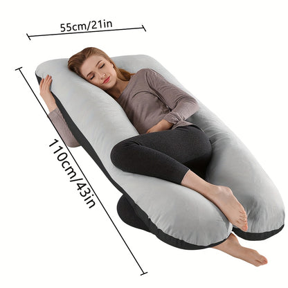 J-Shaped Pregnancy Pillow - Full-Body Support with Removable Cover