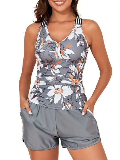 Tankini Swimsuits for Women 2025 Two-Piece Bathing Suits with Pockets And Shorts for Tummy Control