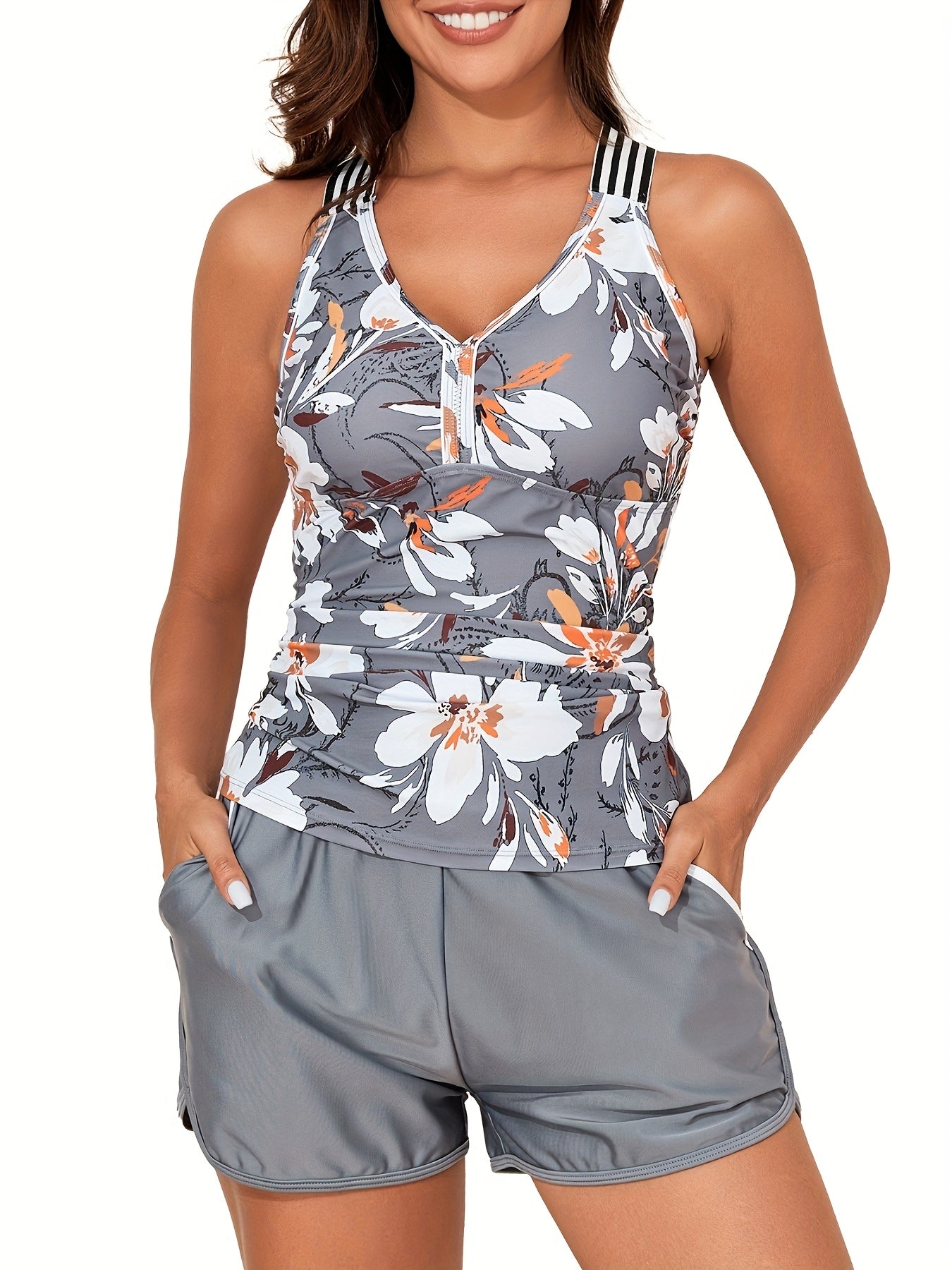Tankini Swimsuits for Women 2025 Two-Piece Bathing Suits with Pockets And Shorts for Tummy Control