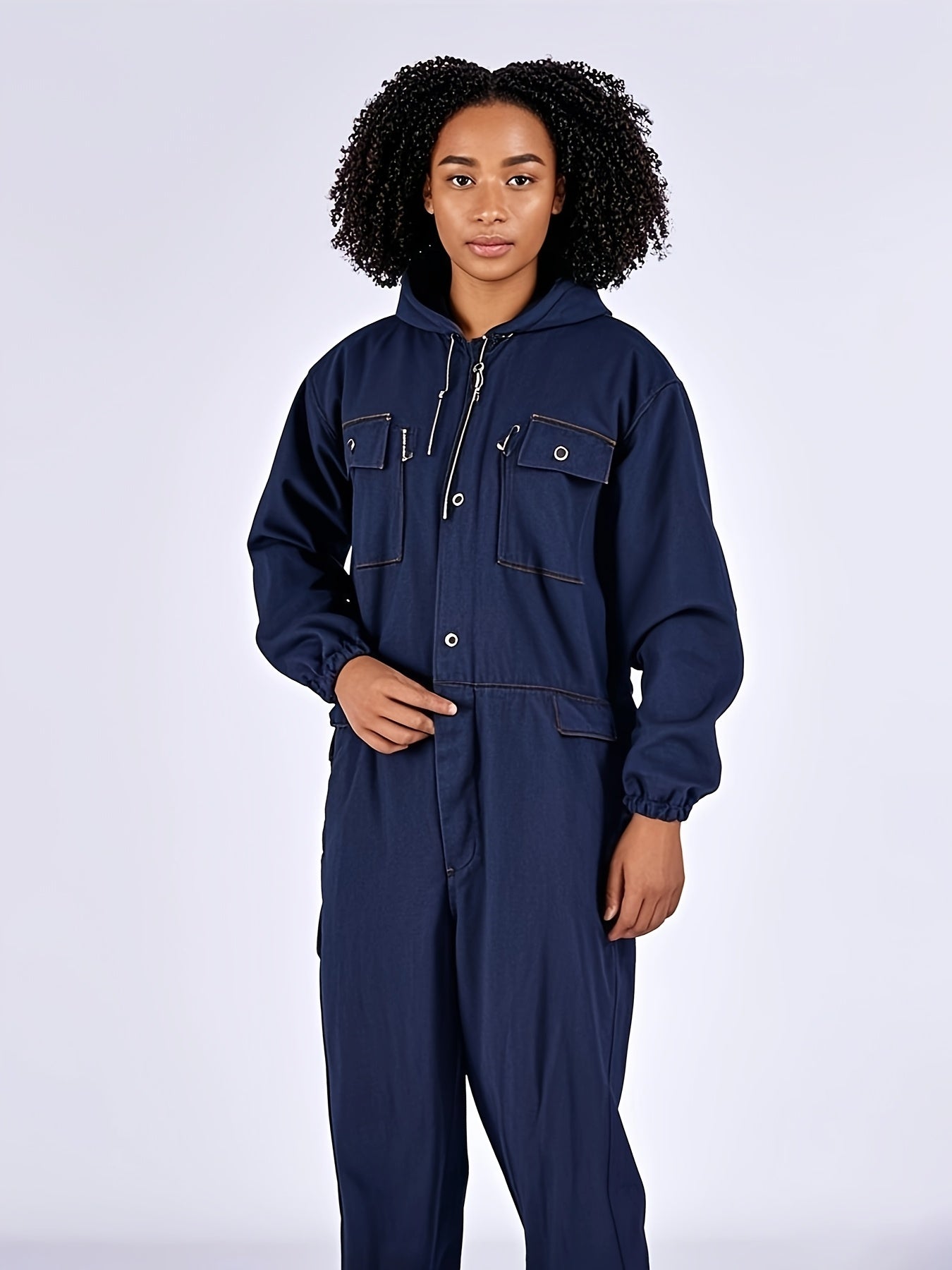Thick Denim With Multiple Pockets, And Dust-proof Jumpsuit, One-piece Workwear, Suitable For Spring Outdoor Sports And Work, Unisex Style