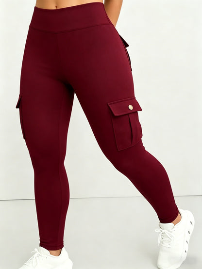 Large-size Women'S Stretchy High-waist Fitness Pants With Multiple Pockets, Breathable And Lightweight Yoga Pants, High-waisted Pants For Toning The Waist And Abdomen, Suitable For Running, Fitness, Yoga, And Casual Outings