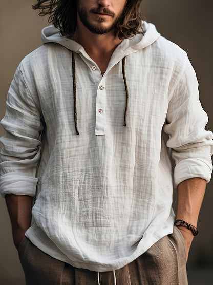 Men's Spring And Autumn Cotton And Shirt with Hooded Sweatshirt Long Sleeve Casual And Comfortable Daily Wear, PLUS SIZE