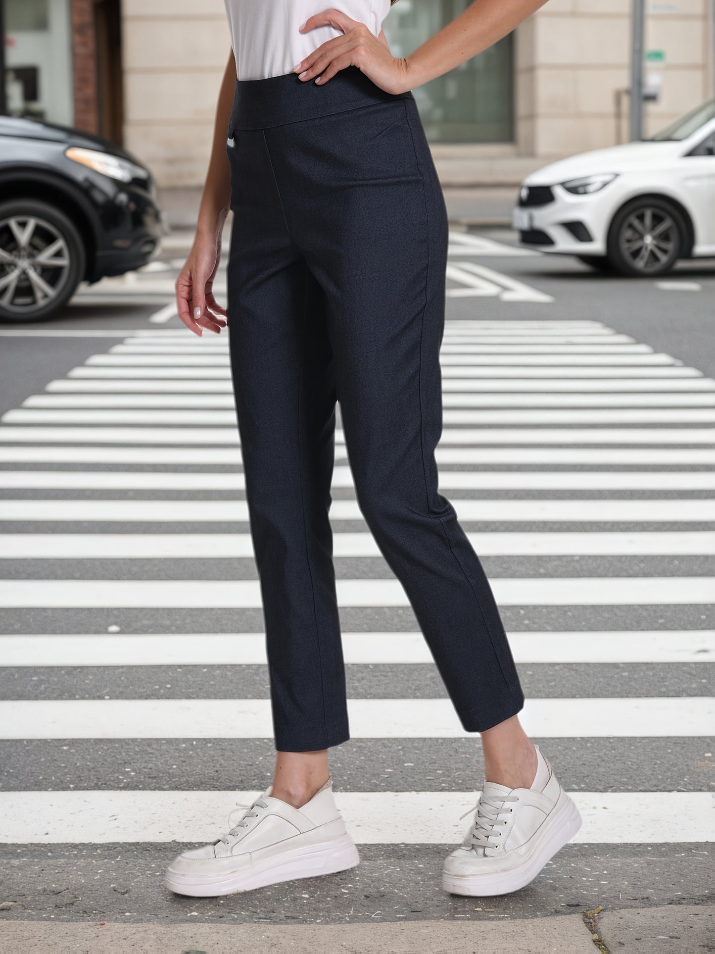 Pull On Solid Millennium Super Stretch Fabric Ankle Pant for Women with During